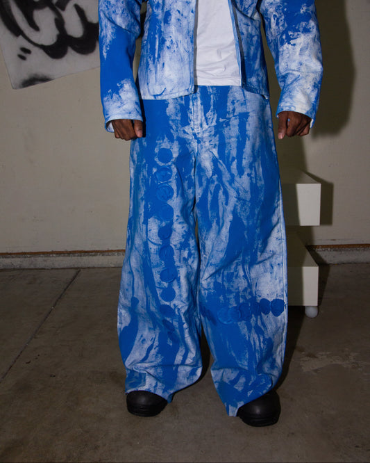 BLUE ACRYLIC DENIM PANTS