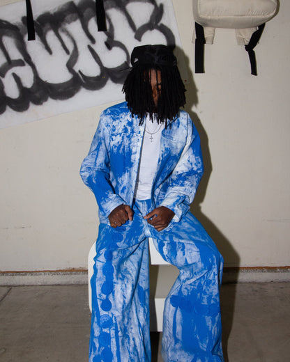 BLUE ACRYLIC DENIM PANTS