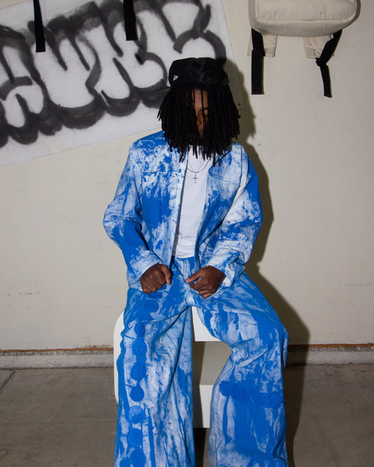 BLUE ACRYLIC DENIM PANTS